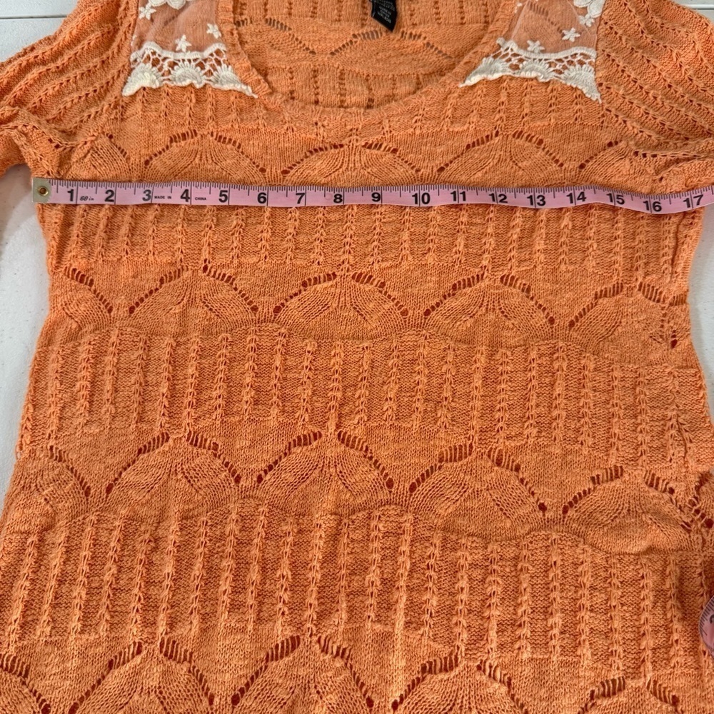 Style & Co. Crocheted Tunic Peach Lace Accents Long Sleeve Top Women’s Size Med - Picture 3 of 12